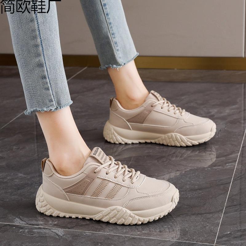 Autumn women's shoes leather sports casual shoes 2 new student board shoes trendy running shoes