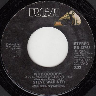 7inch Record STEVE WARINER - Why Goodbye PB13768 RCA 1983 US Folk Used