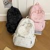 Schoolbagins Korean Pink Star Printed Backpack Girls Junior High School Schoolbag Large Capacity Leisure Travel Versatile Backpack