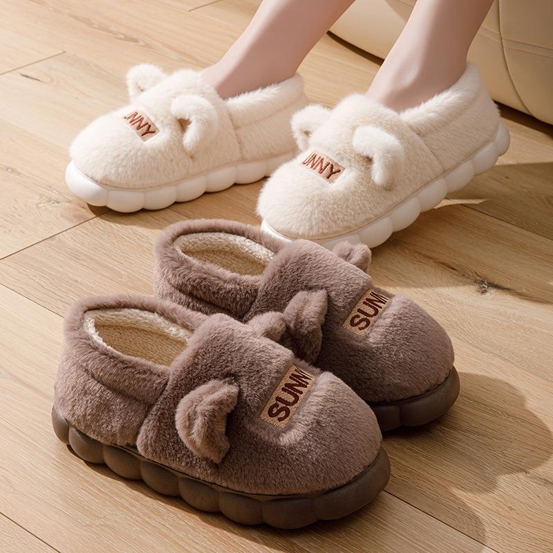 Plush autumn and winter cotton shoes men's new home indoor couple warm fluffy outer cotton slippers women