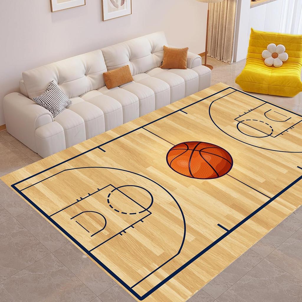 Tapis de Basketball pour Chambre à Coucher Tapis de Terrain de Basketball Antidérapants pour Décoration de Salon et Salle de Jeux Tapis de Sol