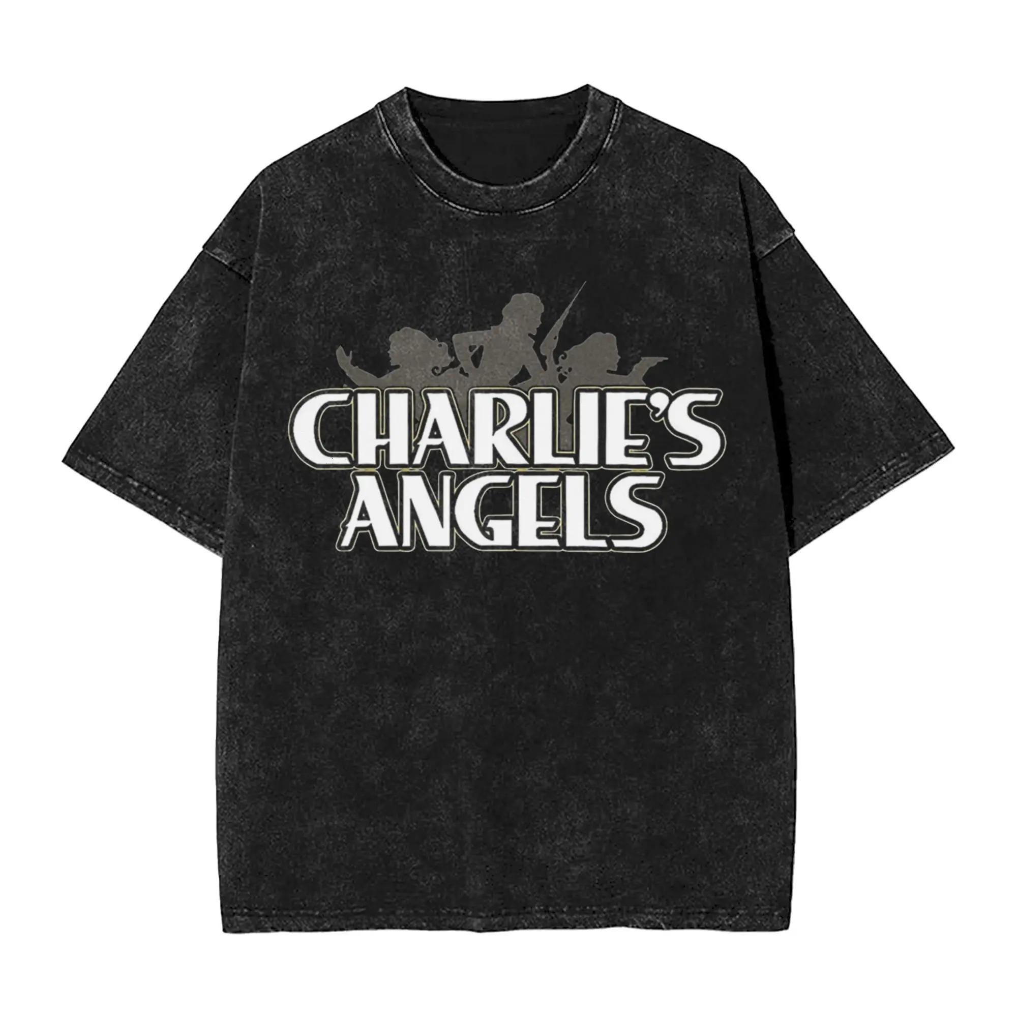 

Classic TV Series Charlies Angels Graphic Print Vintage Washed TShirt Women Men Cotton Summer Top Harajuku Style Oversized Tee S