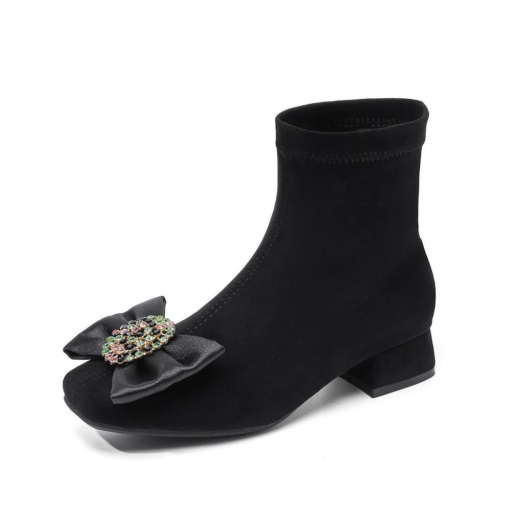 Damen Wildleder-Sockenstiefel mit hohen Absätzen im französischen Stil - Herbst/Winter-Kollektion 2025