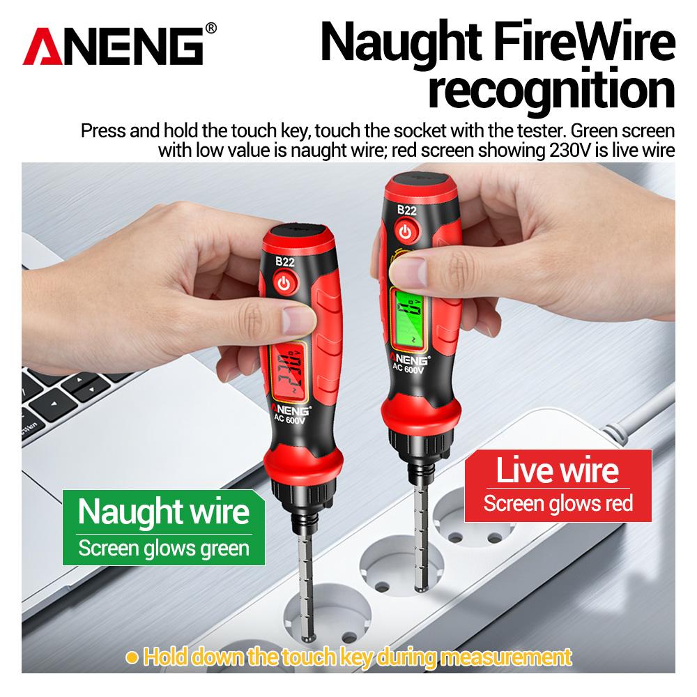 ANENG B22 Non-contact Voltage Test Pen  Rechargeable 30~1000V Detection Household DIY Electrician Repair Tool Screwdriver Ratchet Intelligent Test Pen