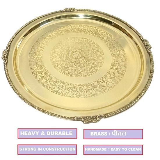 Farfurie Thali Brass Puja Plate Heavy Duty Farfurie mare Veselă de servire