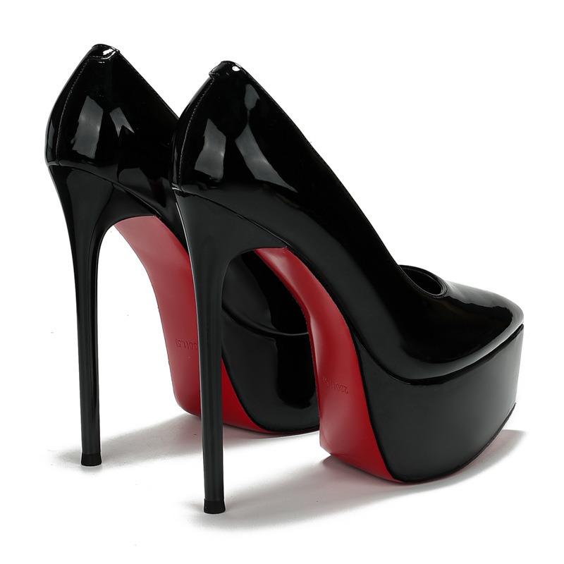 B Spice Girl Sexy Red Bottom Thin Heel High Heel Waterproof Platform Thick Bottom Tip Hate Sky High Women's Shoes Nightclub Style