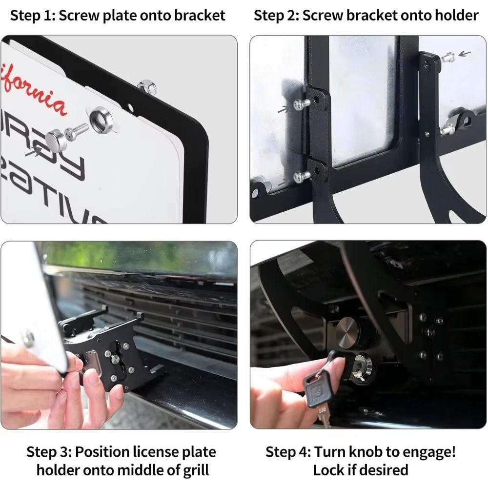 Lockable Licence Plate Cover Anti Theft License Plate Mounting Bracket  Vehicle-Mounted
