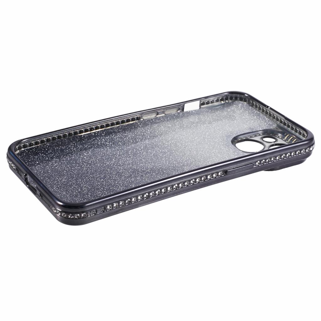 For iPhone 15 Case Gradient TPU Phone Cover with Rhinestone Lens Frame