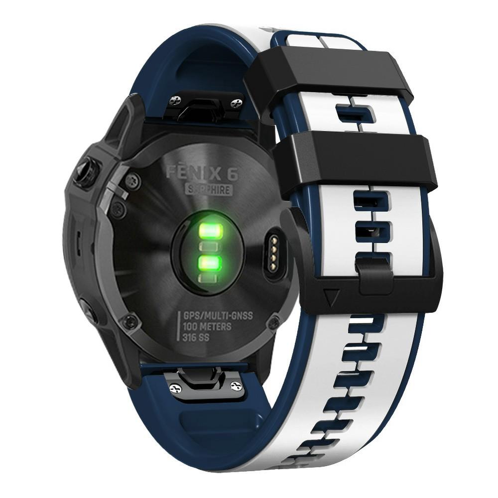 

KALEBOL KLB-ZWGJ-001 For Garmin Fenix 7/7 Pro Silicone Watch Band QuickFit 22mm Dual Color Strap White+Blue