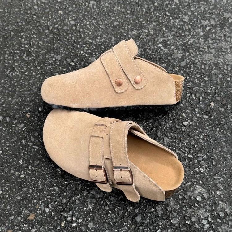 Support Customized Baotou Boken Slippers Sandals Women's New Spring Sand-colored Two Wear Thick Soles To Increase Height