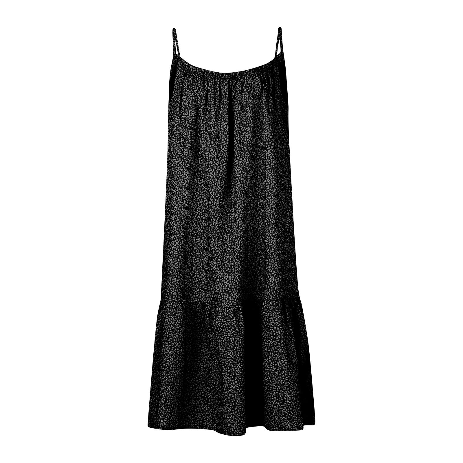 Женская мода повседневное однотонное платье на бретельках с круглым вырезом и принтом — фото 4