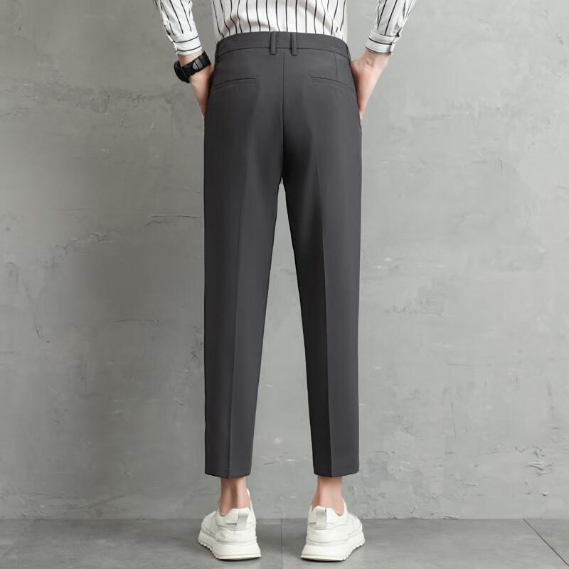 Chutang Men's Wrinkle-Free Straight-Leg Casual Business Pants