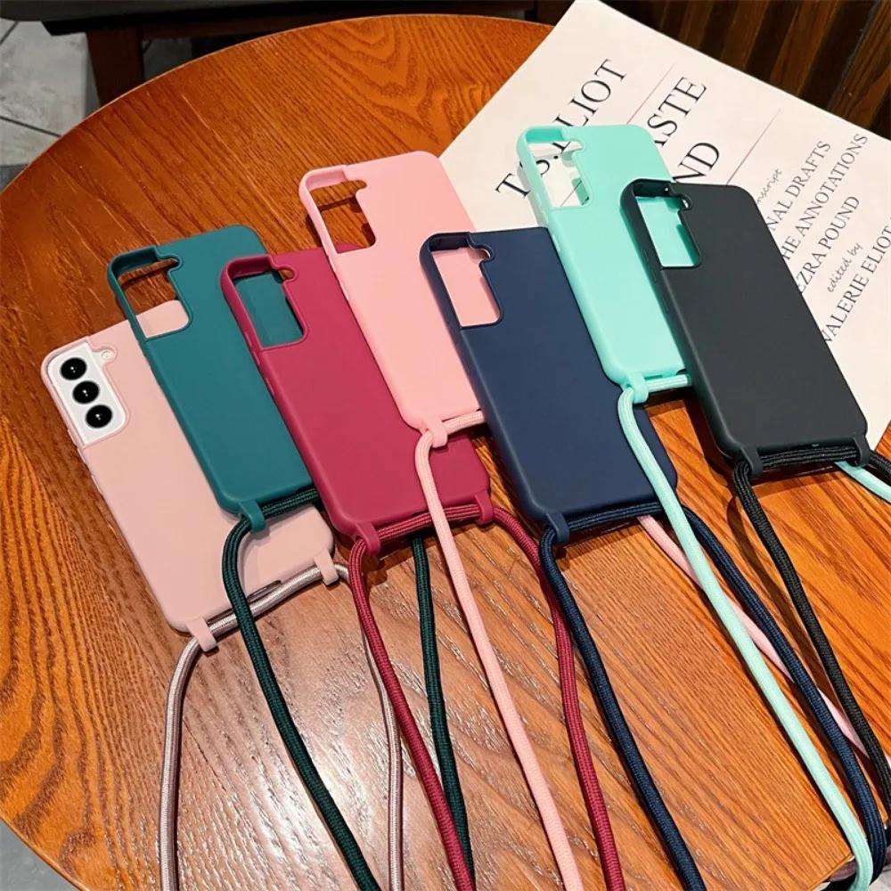 Crossbody Soft Phone Case for Samsung Galaxy S25 Ultra S22 S21 Plus S24 S23 FE A16 A06 A55 A35 A25 A15 A05 A05S A54 A34 5G Cover