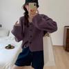 Autumn and winter new retro loose lazy wind knitted cardigan top women's solid color temperament versatile sweater jacket