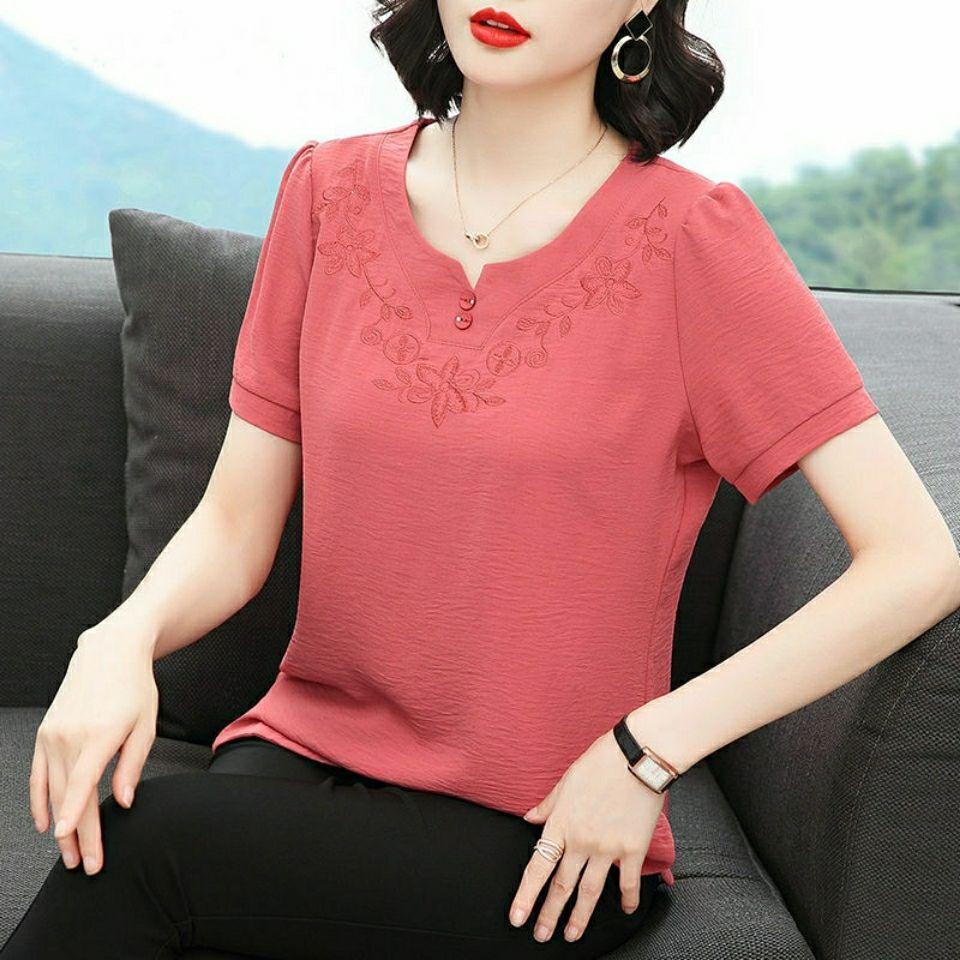 Summer Solid Color Chiffon Shirt NEW O-Neck Short Sleeve Lace Pullover Shirt Korean Elegant Casual Blouse