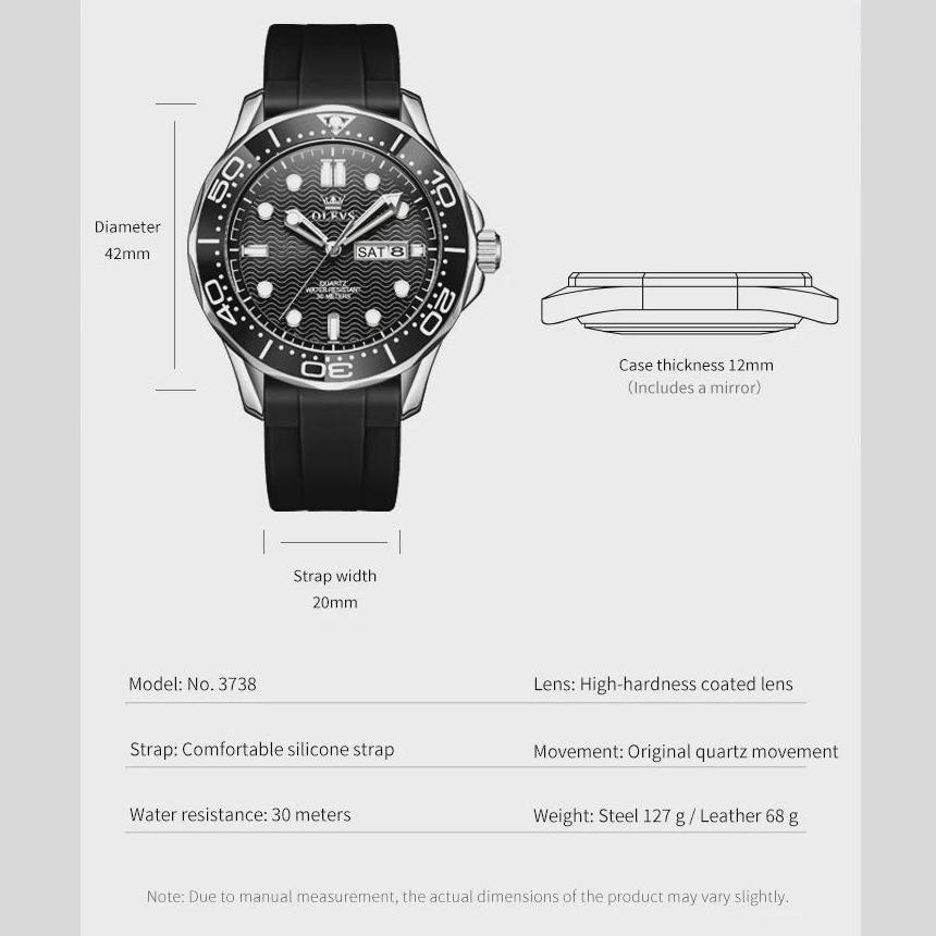 Fashion Mens Watches Steel/Silicone Strap Luminous Dual Calendar Waterproof Multi Color Business Sport Wrist Watch