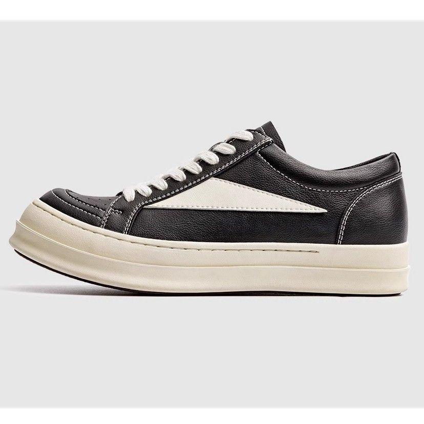 

Outdoor Black PU Leather Low Top Thick Sole Men Shoes Jogging Lace Up Sneaker Fashion Casual Design Walking Trainers Footwear 44