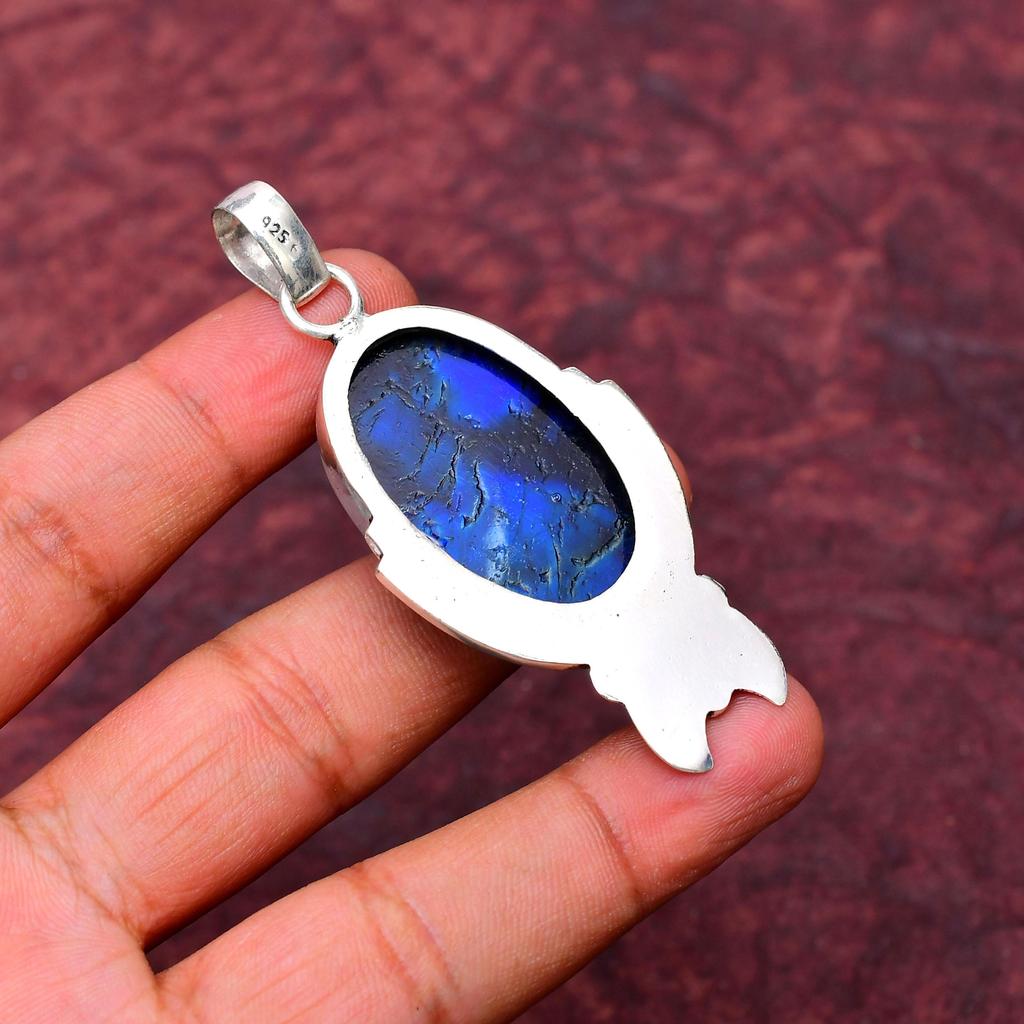 Awesome Blue Labradorite Gemstone Pendant: 925 Sterling Silver Handmade Pendant Necklace Jewelry