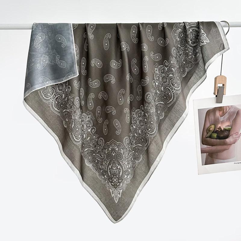 91 Retro Double-sided Velvet Large Square Scarf Women's New Spring and Autumn Foreign Style Fashion Cashew Flower Silk Scarf Neck Scarf Shawl