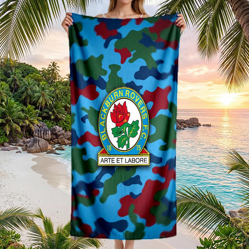 Blackburn Rovers Football Beach Towel Soft Microfiber Summer Towel Quick Dry Absorbent Towel for Beach Swimming Pool Travel