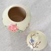 Chinese-style Ceramic Peony Tea Canister Portable and Moisture-proof Also for Candy Home Nuts Coffee Beans and Herbal Storage