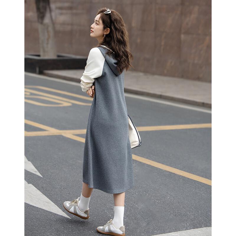 Demana Women's Spring Hooded Embroidered A-Line Dress