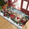 Christmas Doormat with 5 Cats In Red Scarves On Snowy Pine Branches, Festive Pet Lover Holiday Mat, Indoor  Non-Slip Welcome Rug