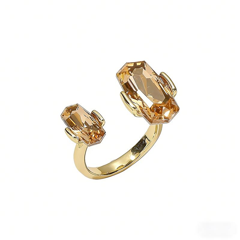 Champagne Crystal Gold Color Rings 2026 New Design Fashion Jewelry Trendy Women's Finger Accessory Wedding Ring for Index Finger