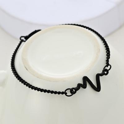 Simple Personalized Design Electrocardiogram Lightning Bracelet, Couple Heart Rate Bracelet