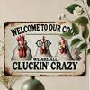 Vintage Iron Wall Art Farmhouse Sign Funny Chicken Decor Metal Tin Painting Rustic Home 12x8 Inch