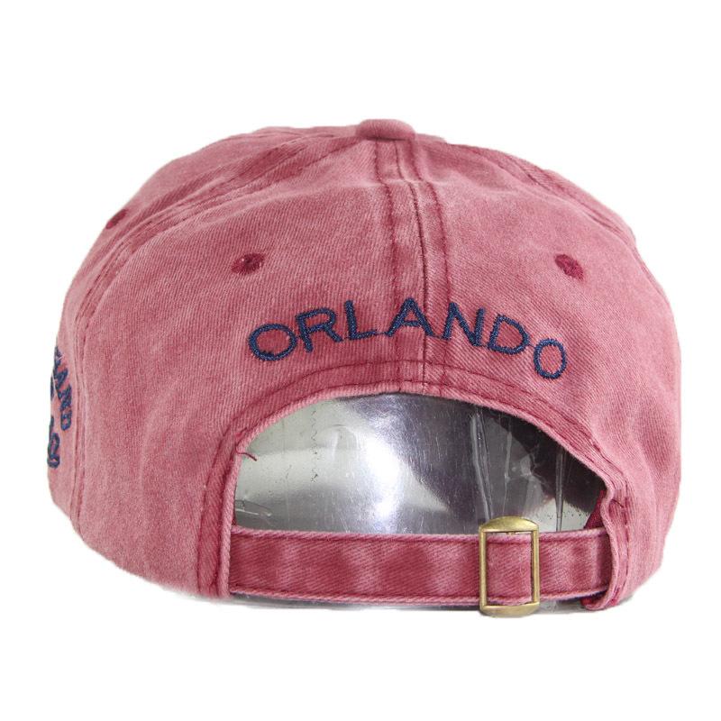 Cotton Washed Baseball Cap Orlando Embroidered Patch Hat, Fire Men's and Women's Hats Adjustable