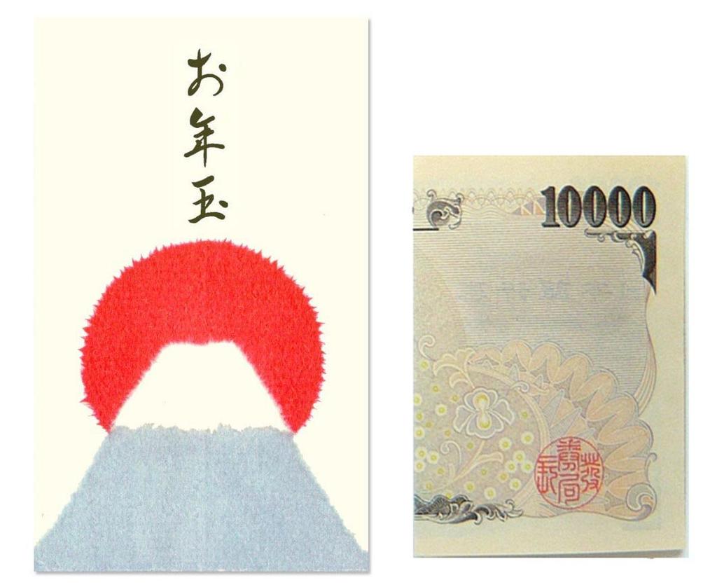 Washi Kawasumi New Year's Money Envelopes (Washi paper, torn paper art, Mt. Fuji design, 100 pieces)