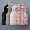 Korean Style Women's Knitted Frog Button Lapel Cotton Vest - Short Sleeveless Patchwork Gilet for Autumn/Winter