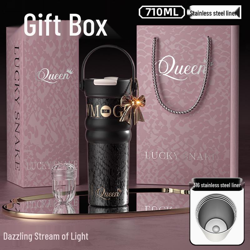 Women's Large Capacity Insulated Fruit Tea Cup with Ceramic Liner