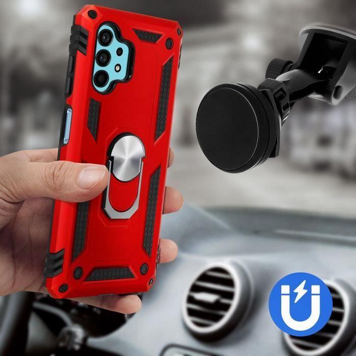 Coque de protection rouge pour Samsung Galaxy A32 5G avec anneau support métal et bordure silicone antichoc