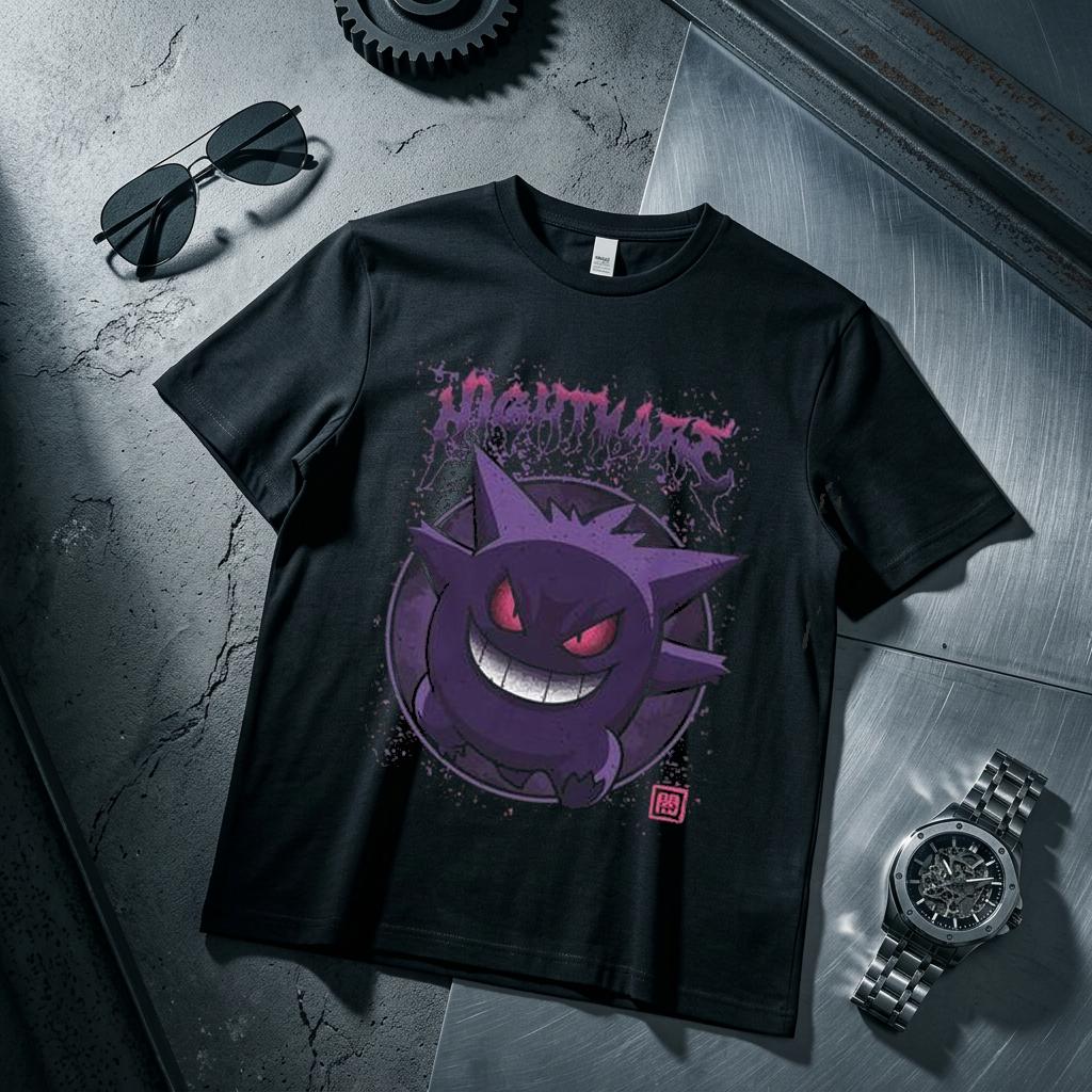 Yk Gengar Kids T Shirt Unisex Women Cotton Short Sleeve Tee Anime Print Tops Streetwear Parentchild Clothing