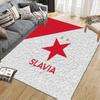 SK Slavia Praha Art Flannel Printed Carpet, Home Sofa Decoration for Living Room & Bedroom, Non‑Slip Play Flannel Floor Mat for Game Room