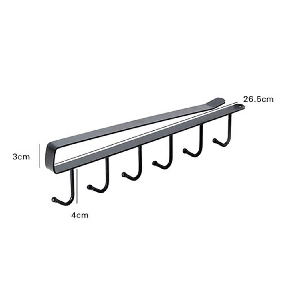 Under Cabinet Hook Multifunctional Rustproof Iron 6 Hooks Cabinet Storage Hanger for Bedroom Kitchen