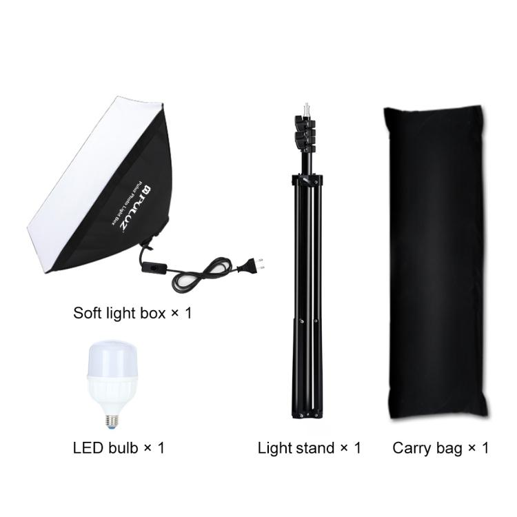 PULUZ 50x70cm Studio Softbox + 2m Tripod Mount + Single 220V E27 30W 5700K White Light LED Bulb Photography Kit