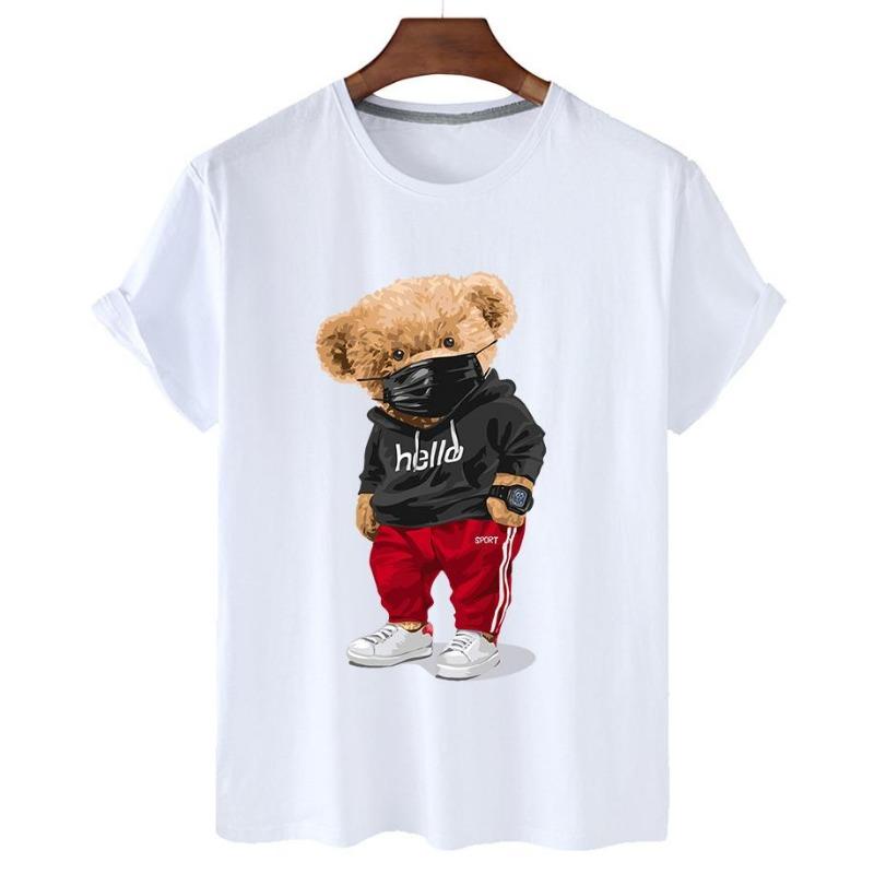 Summer Fashion Women's T-Shirt Bear 3D Printed Short Sleeve Tops Girl Loose Casual Loose Oversize Outdoor Clothing
