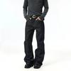 Womens High-Waisted Wide-Leg Straight Cut Denim Jeans Black Washed Cotton Blend Casual Pants