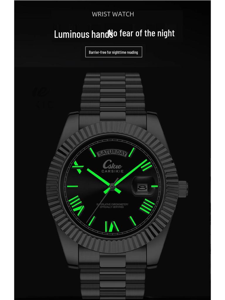 Swiss Brand Ultra-Thin Men's Steel Band Business Watch - High-End Waterproof Design