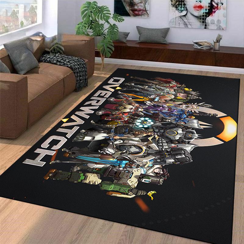 Overwatch full collection printed flannel carpet, non-slip, suitable for bedroom, living room, and children's room decoration
