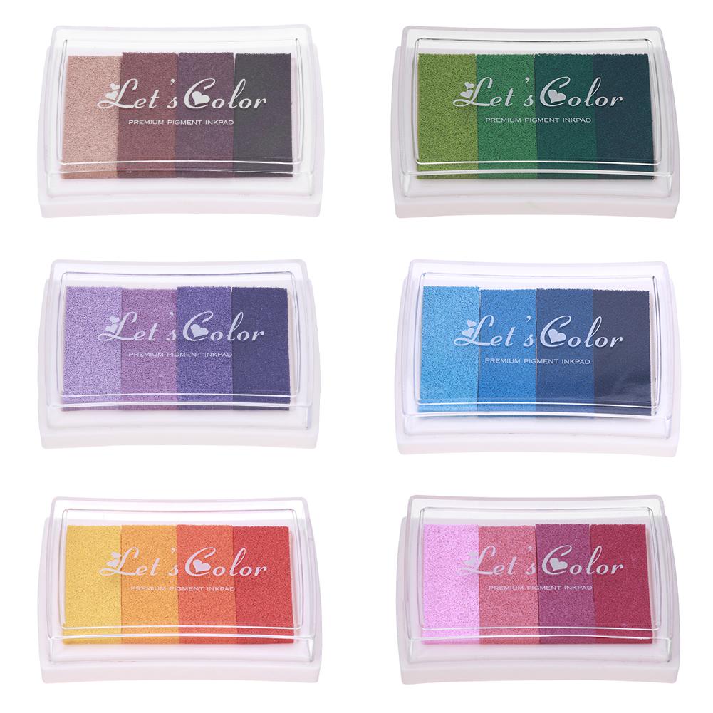 

4 Colors Gradient Inkpad DIY Stamp Colored Ink Pad Kids Printing Stationery NEW