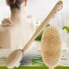 Household wooden long handled bristle brush, back scrubbing product, skin exfoliating detachable handheld soft bristle brush