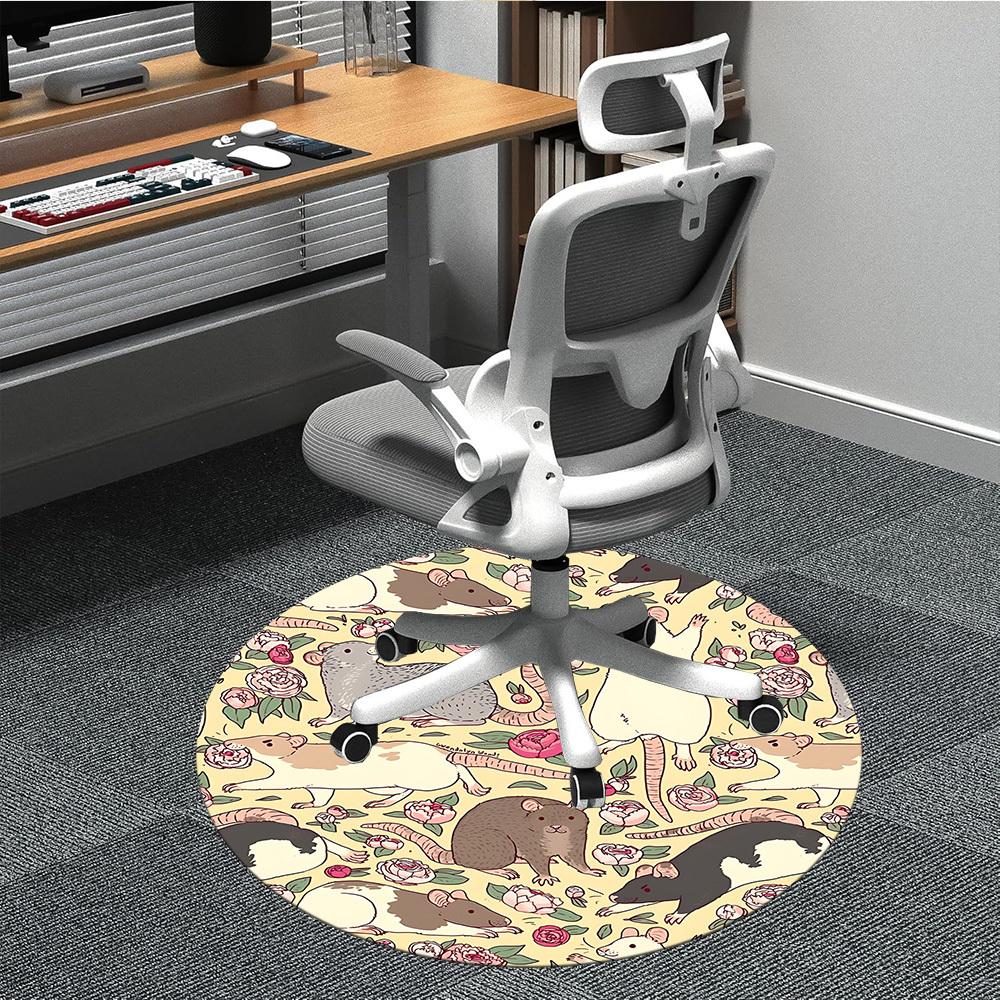 

1pc Rat Floral Pattern Chair Carpet for Office Non Slip, Machine Washable Rug for Office, Room Holiday Decor for Christmas, Birthday Polyester 80cm