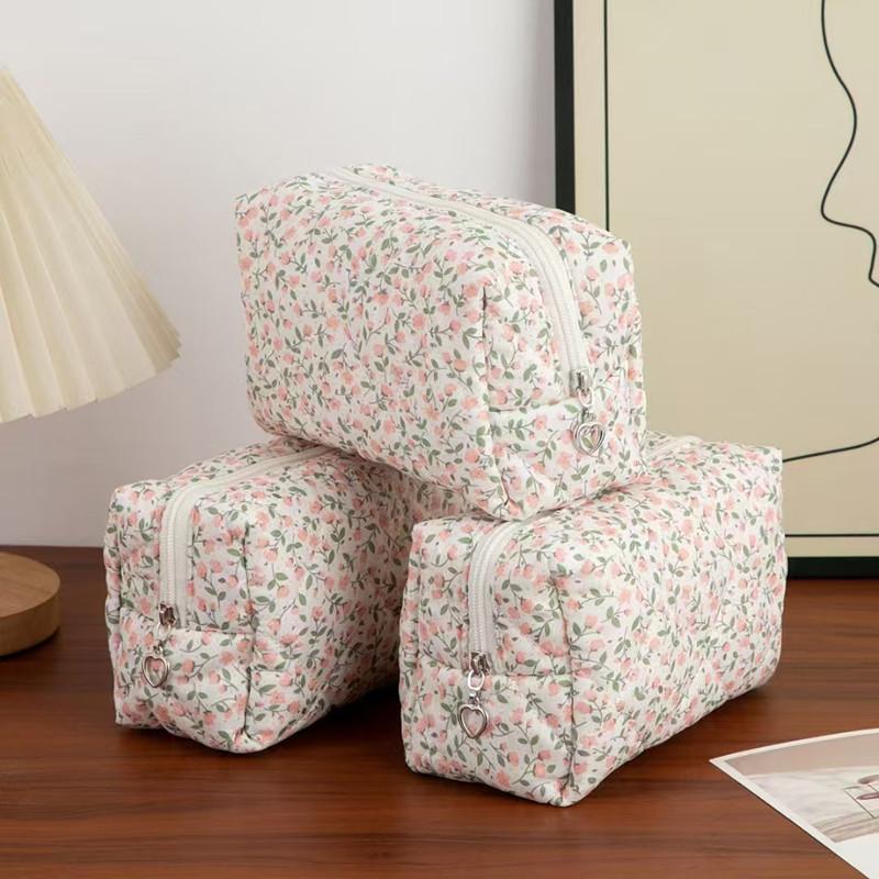 2/1pcs Cosmetic Bag Women Floral Makeup Case Organizer Flower Printed Cosmetic Pouch Travel Toiletry Bag Beauty Case Organizer
