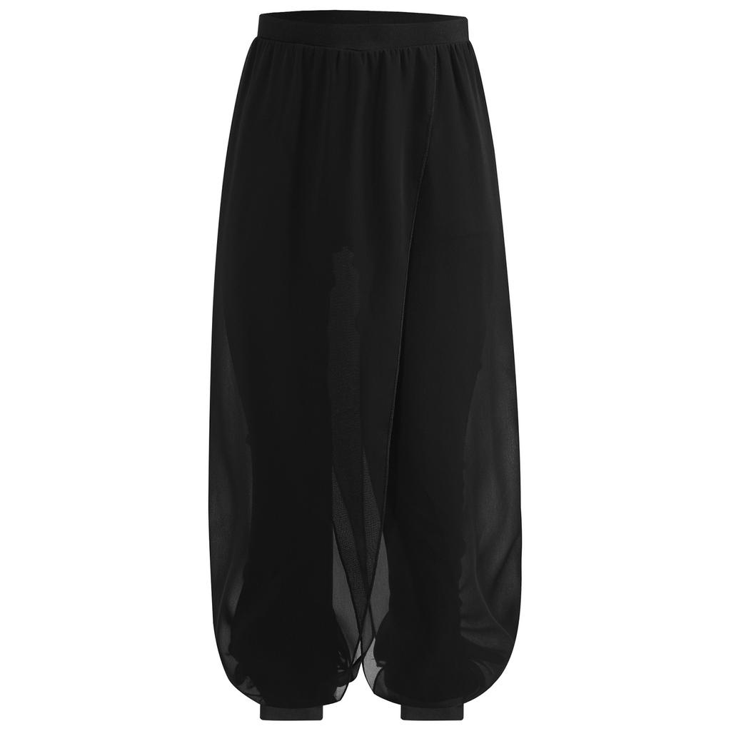 Girls Classical Dance Pants Split Chiffon Overlay Design Practice Wear Stage Performance Bottoms