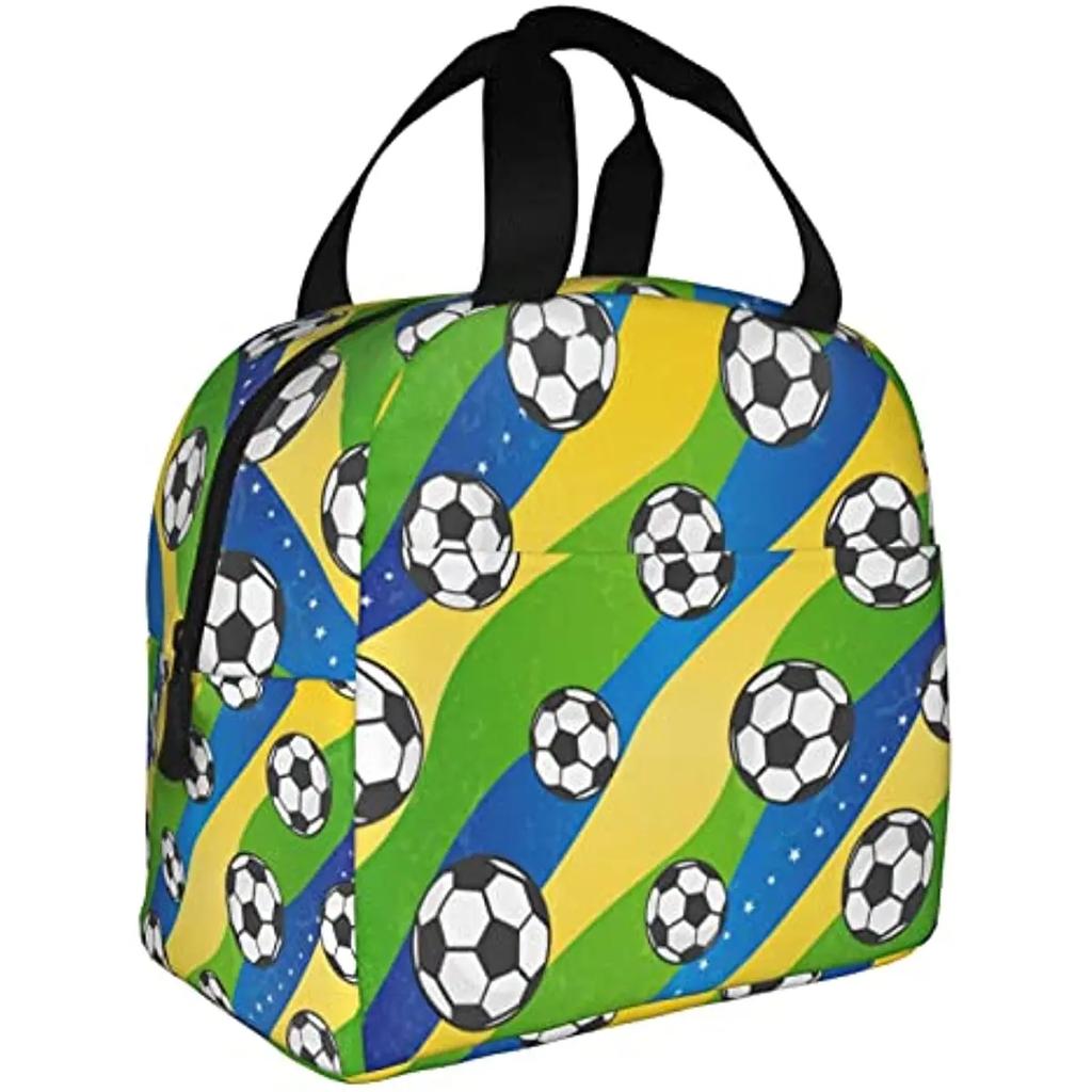 Brasil Futebol Lunch Bag for Women Men,Insulated Lunch Box for Adult Reusable Lunch Tote Bag for Work, Picnic, School or Travel