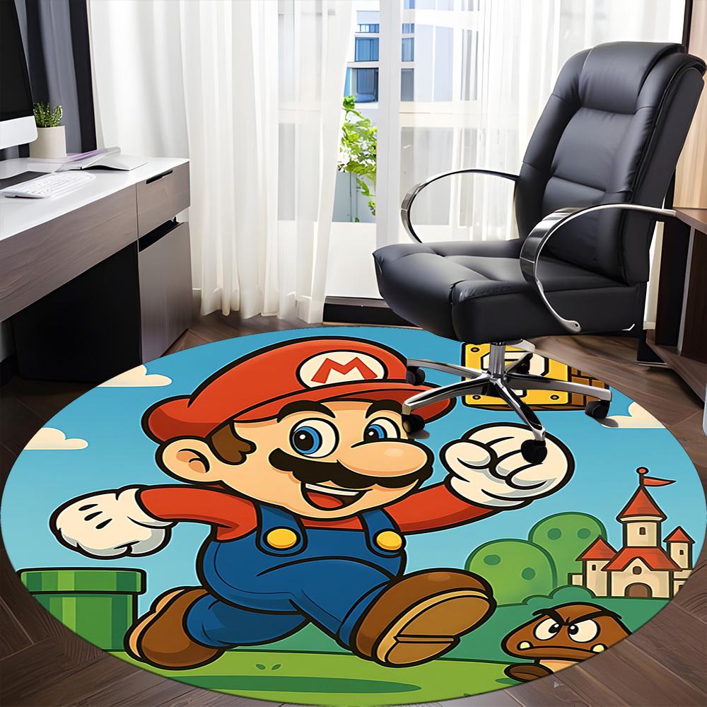 1pc Mario Castle Office Round Area Rug,  Under Office Chairs Bedroom Living Room Home Decor a0926204
